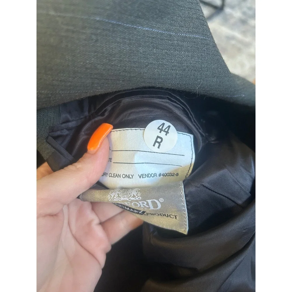 Stafford Executive Hartmarx Mens 44R Wool Pinstripe Suit Jacket Blazer Charcoal‎